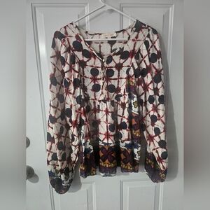 Woman's solitaire boho balloon sleeve peasant blouse large